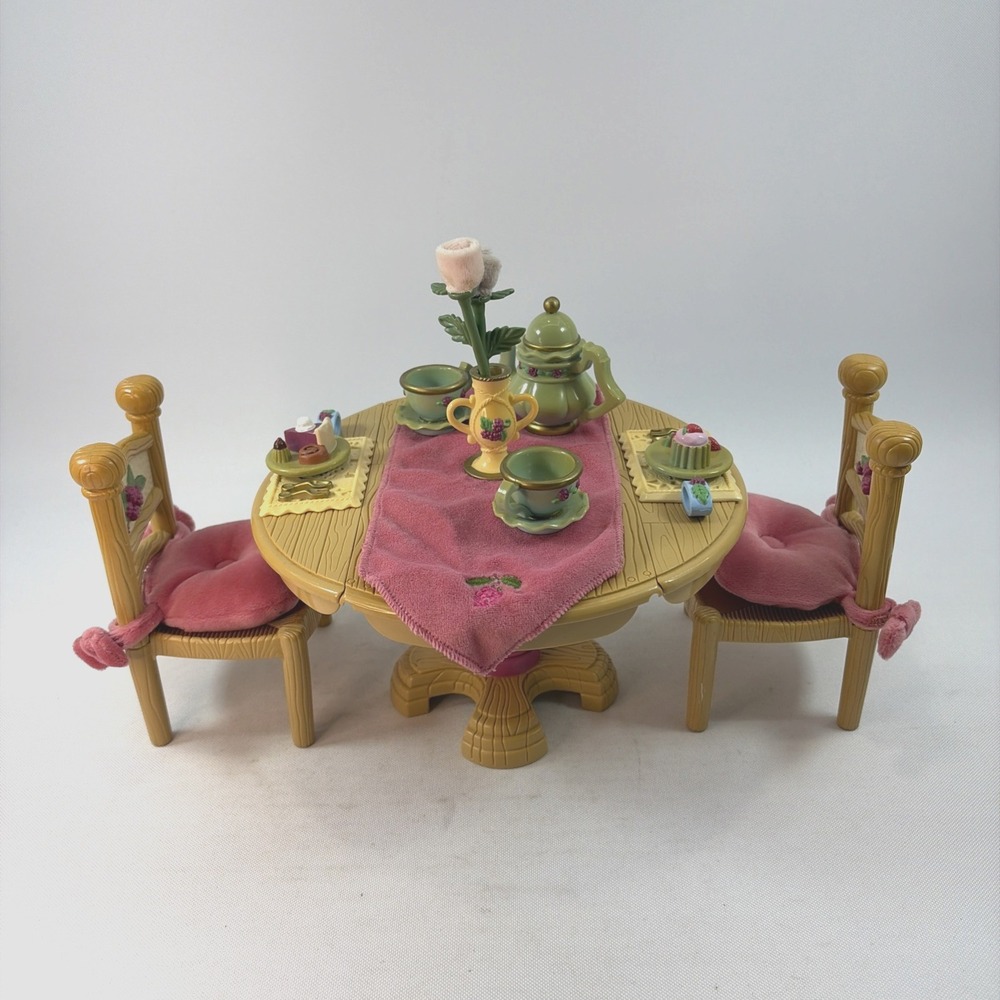 Fisher Price Briarberry Dining Room Table & Chairs Complete Drop Leaf Playset